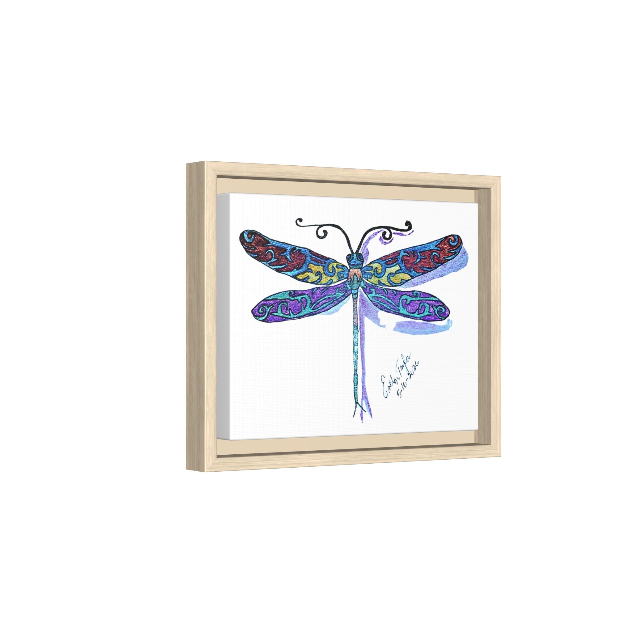 Framed Dragonfly Wall Art — Colorful Matte Canvas Print