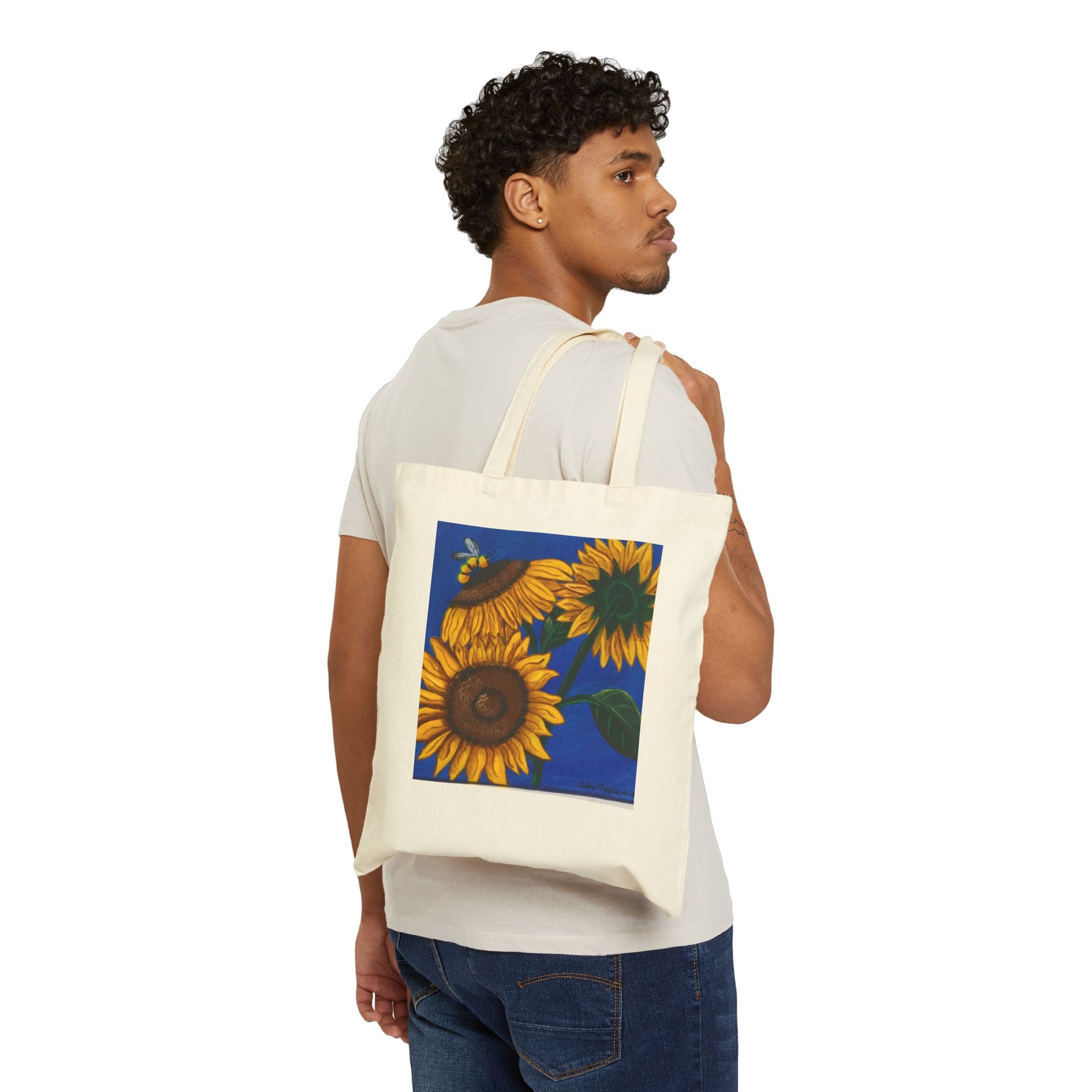 Sunflowers & Bee — Canvas Tote Bag