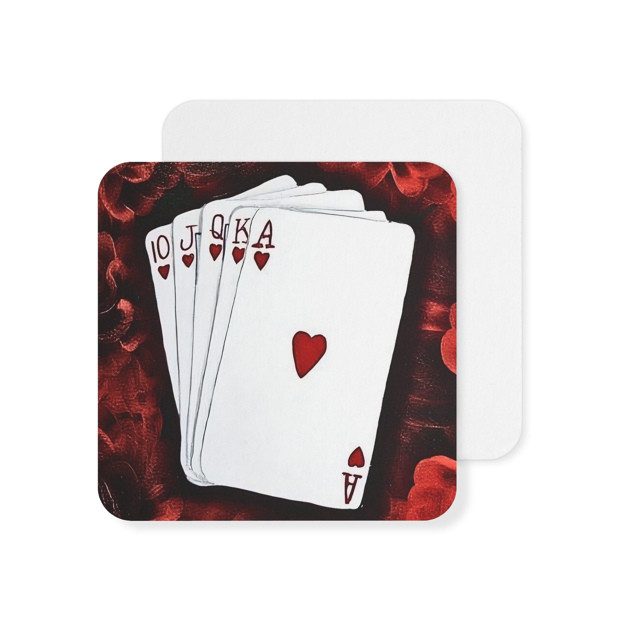 Royal Flush — Heart Suit Playing Card Coasters (Set of 50 or 100)