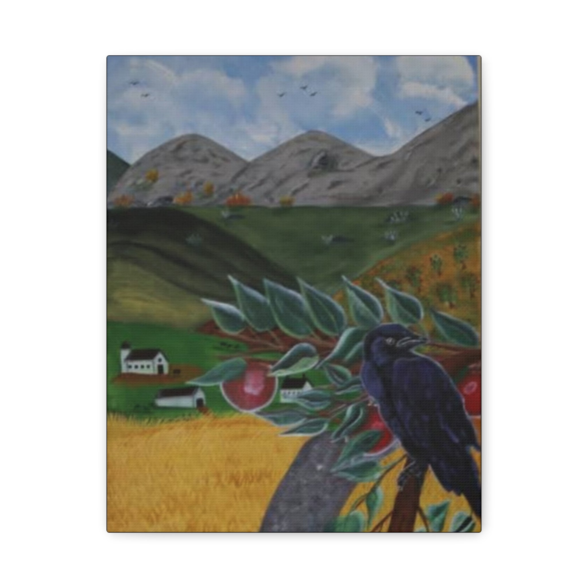 The Raven & the Apple Tree — Original Hand-Painted Art Canvas