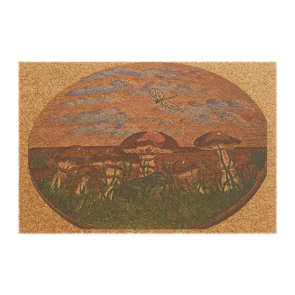 Mushroom Landscape Doormat | Rustic Mushroom Meadow Coir Mat