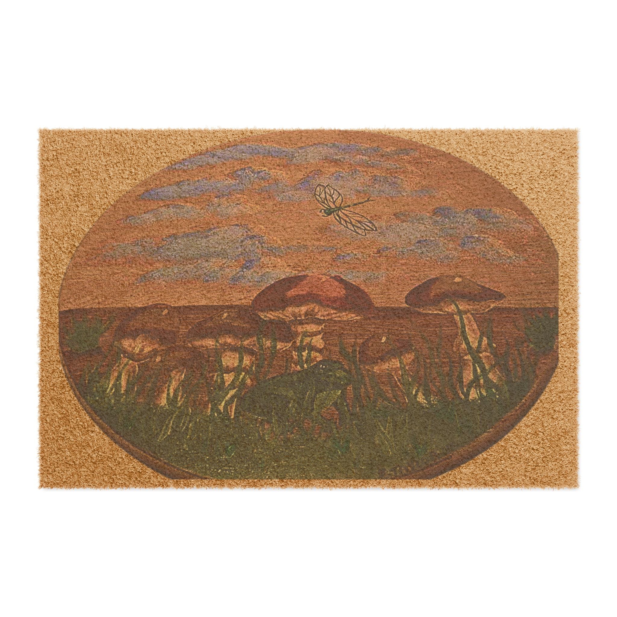 Mushroom Landscape Doormat | Rustic Mushroom Meadow Coir Mat