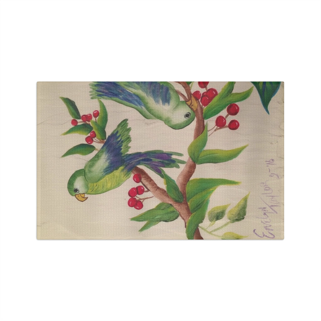 Parrot & Berries Microfiber Tea Towel — Tropical Bird Kitchen Towel
