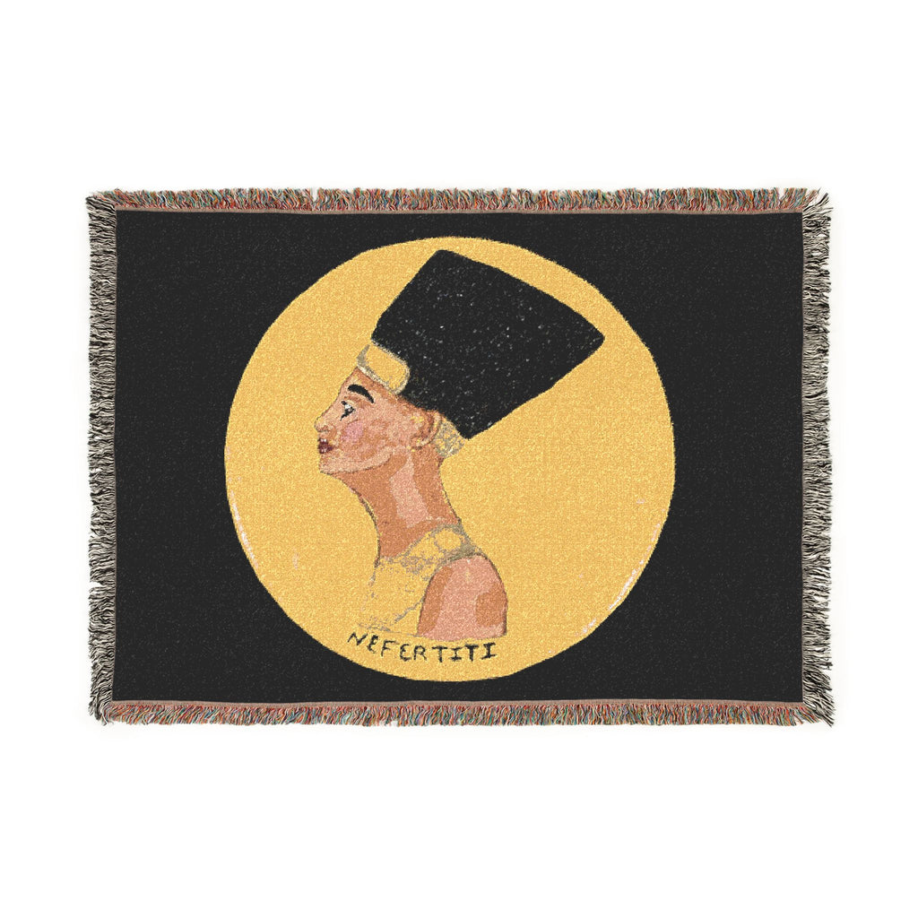 Nefertiti Profile Woven Blanket – Egyptian Queen Throw
