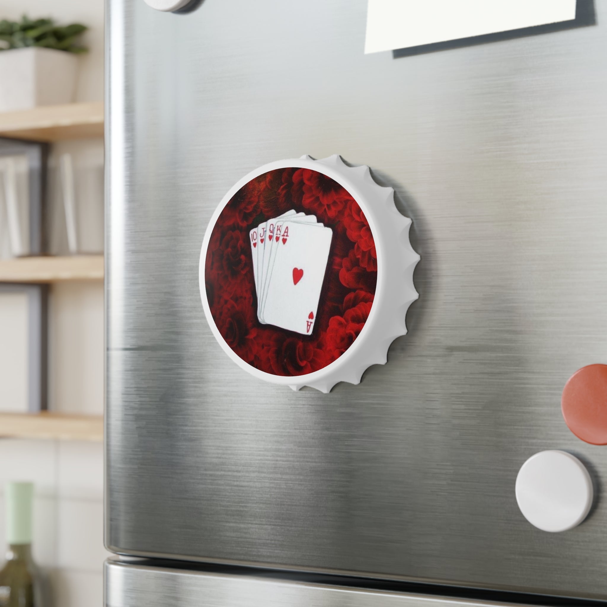 Playing Card Poker Bottle Opener — Ace & Royal Flush Heart Design