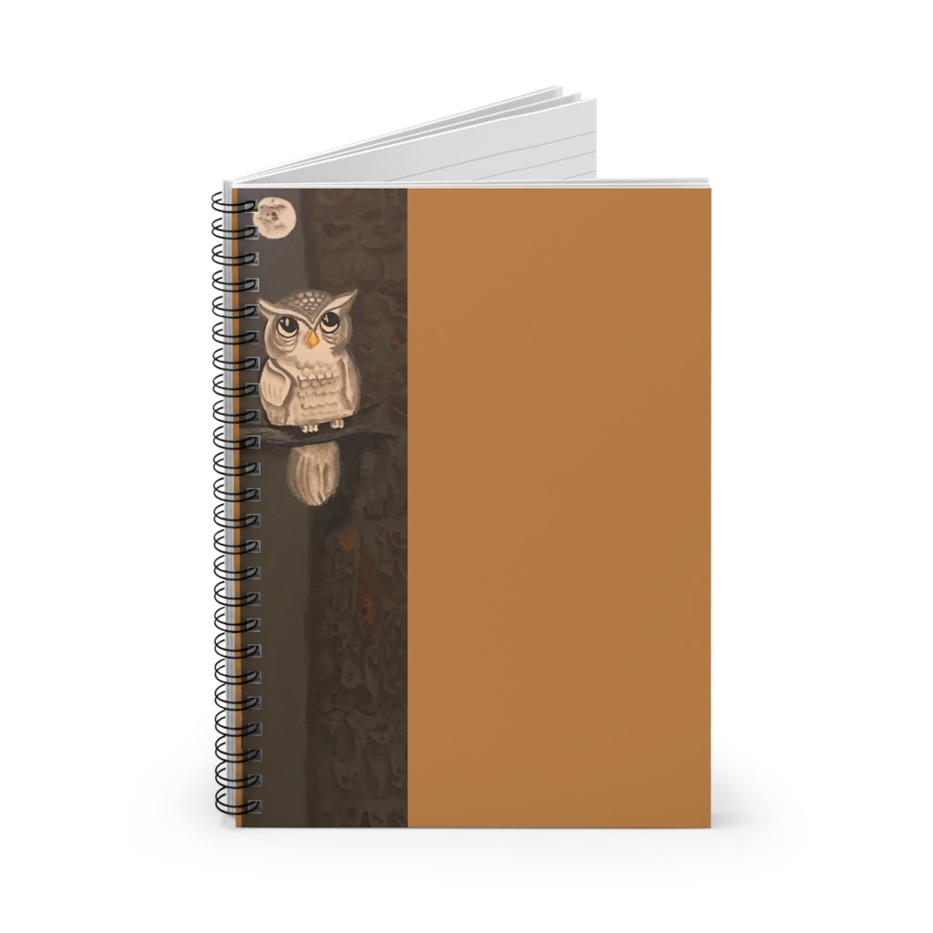 Owl Night Spiral Notebook — Rustic Brown Ruled Journal for Notes & Sketches