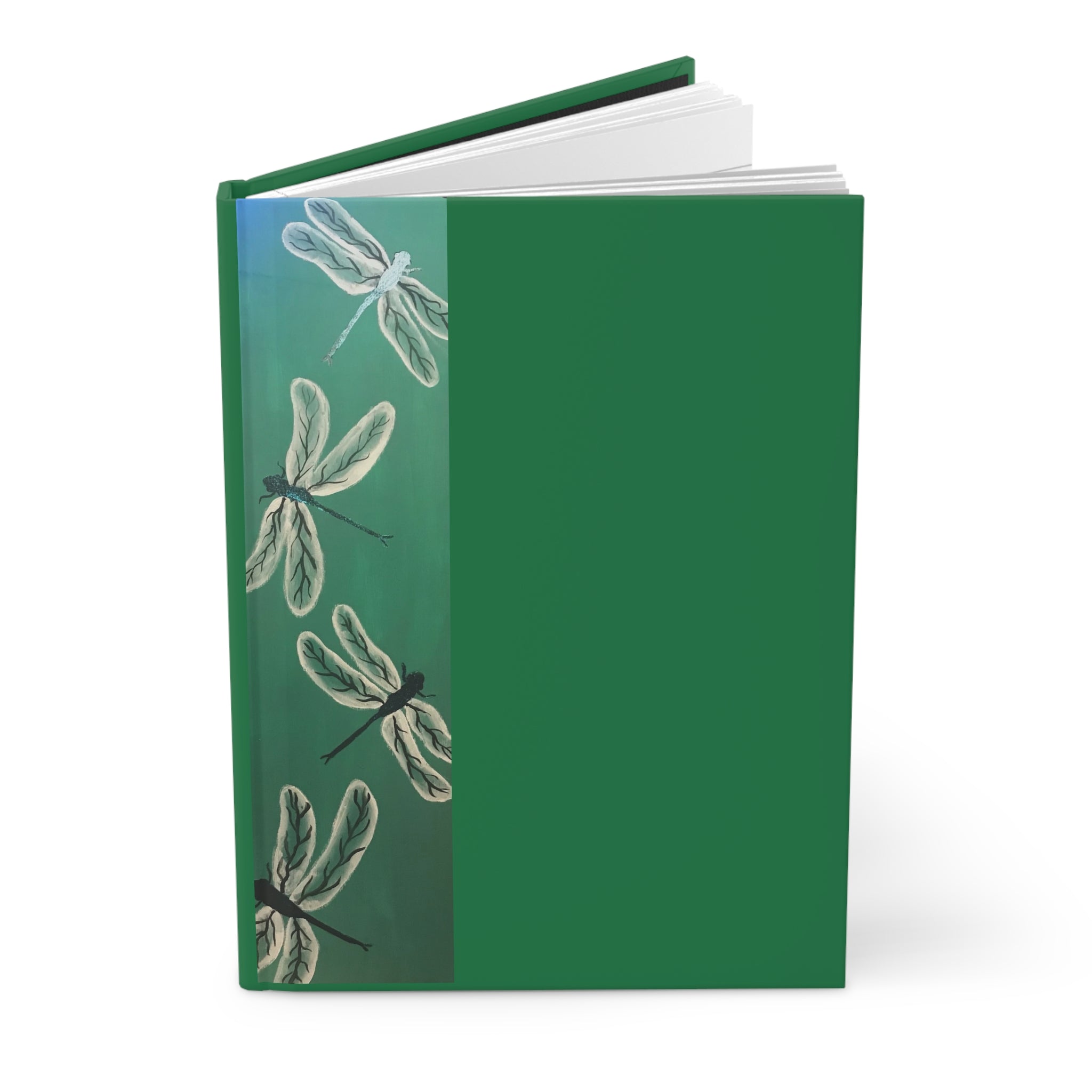 Dragonfly Green Hardcover Journal — Matte Hardcover Notebook for Nature Lovers, Sketching, & Daily Notes