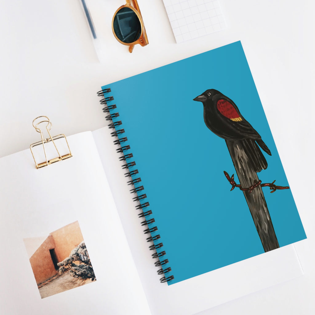 The Red-Winged Blackbird — Original Hand-Painted Art Spiral Notebook