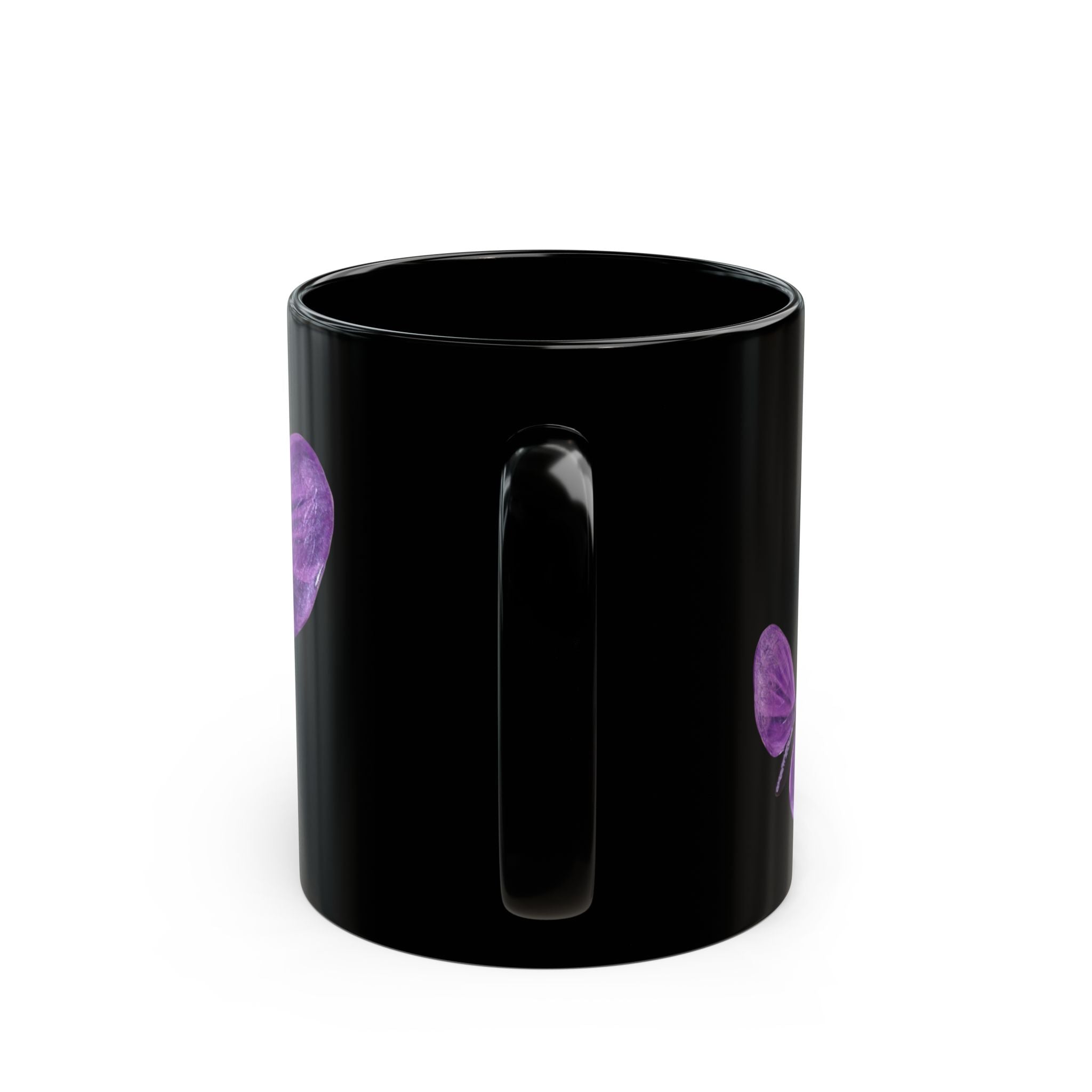 Purple Butterfly Artwork Mug | Black Ceramic Coffee Cup