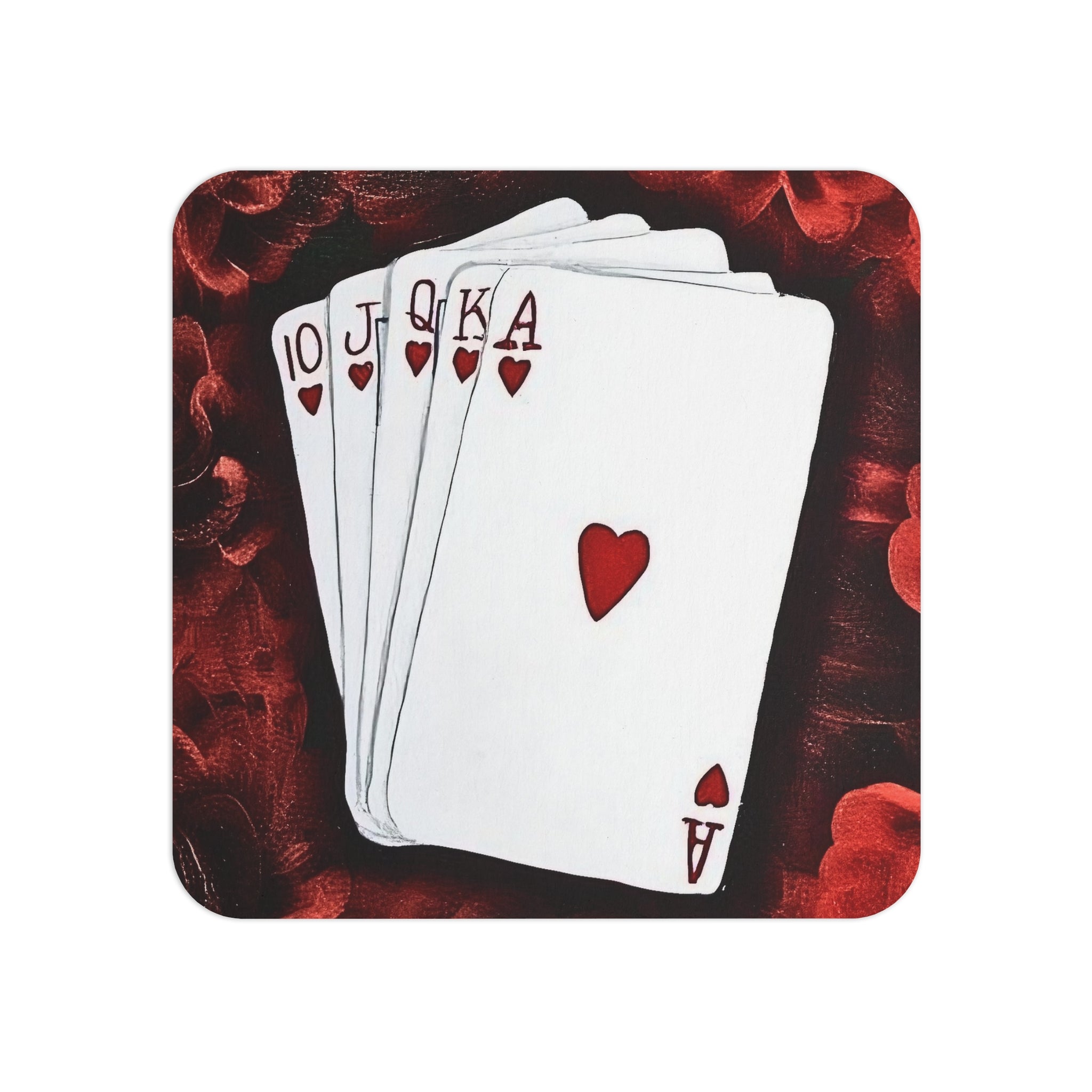 Royal Flush — Heart Suit Playing Card Coasters (Set of 50 or 100)
