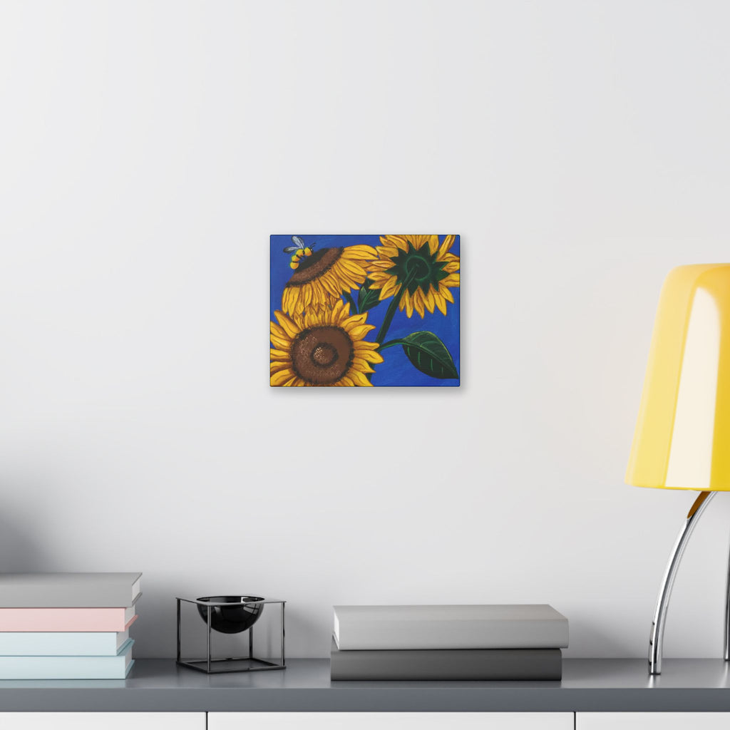 Sunflower Canvas Wall Art — Vibrant Bee & Sunflowers Stretched Canvas