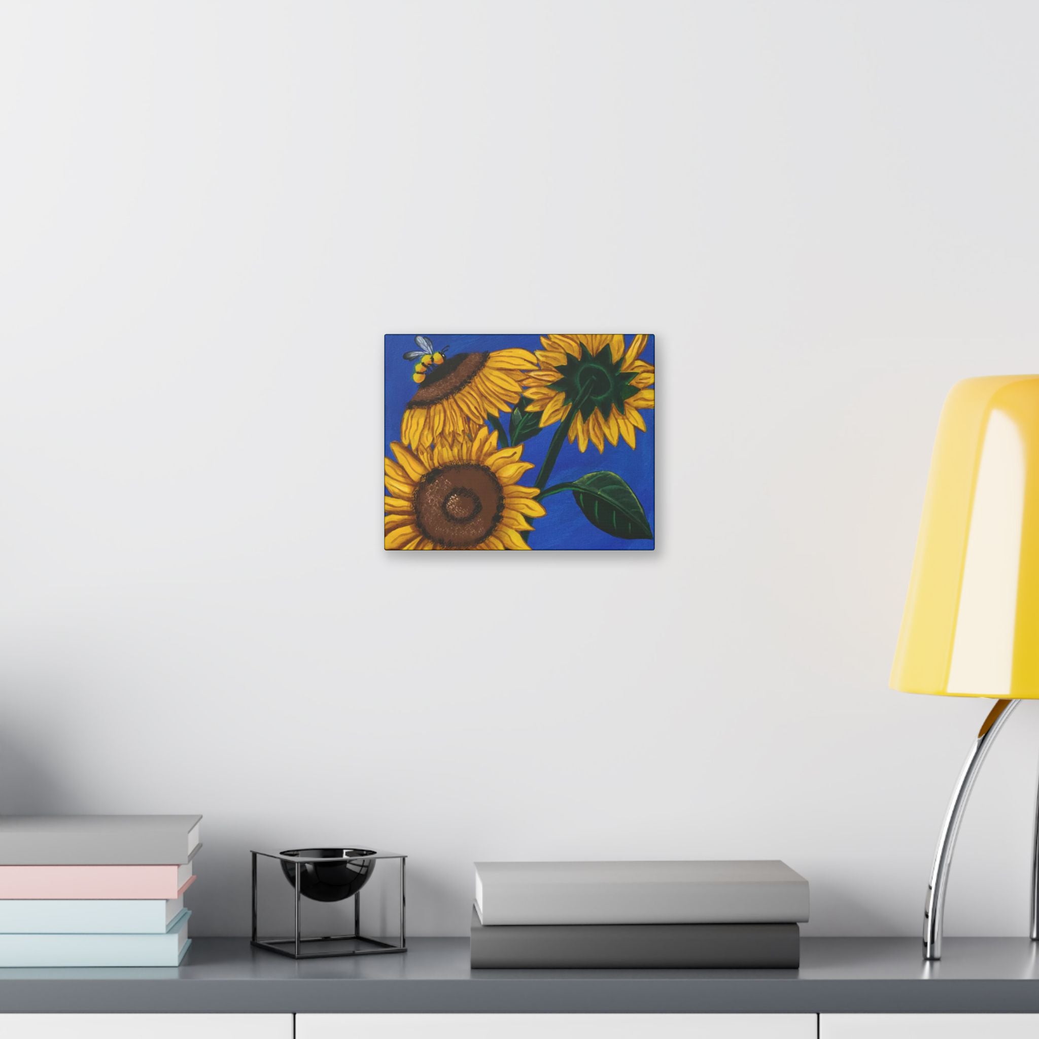 Sunflower Canvas Wall Art — Vibrant Bee & Sunflowers Stretched Canvas