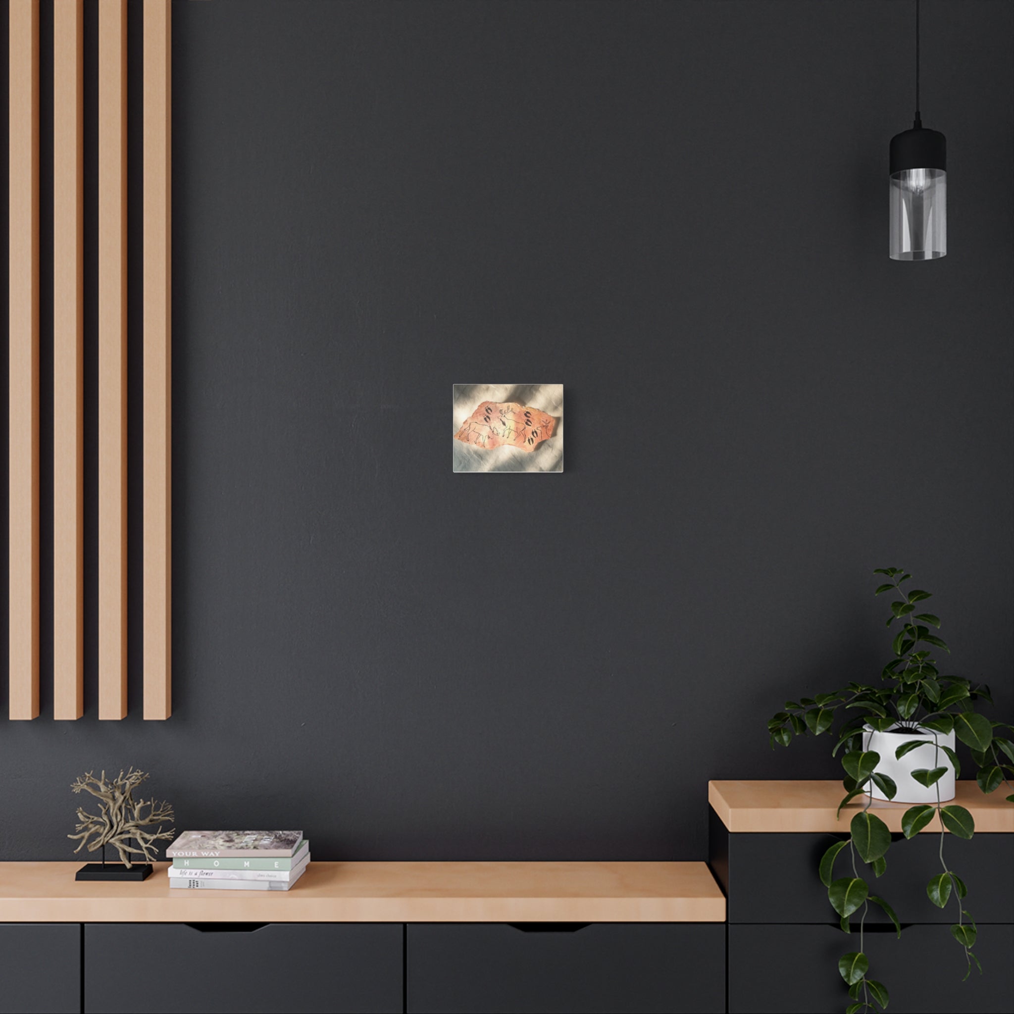 Caveman Painting Canvas Print — Rustic Wildlife Wall Art