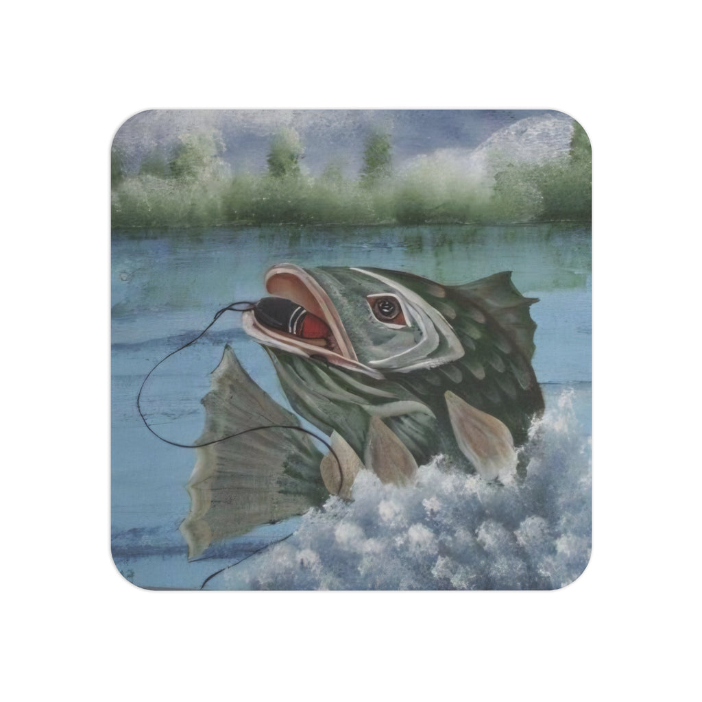 Fishing Bass Coasters — Set of 4/6 Decorative Drink Coasters (50/100 pcs bulk option)