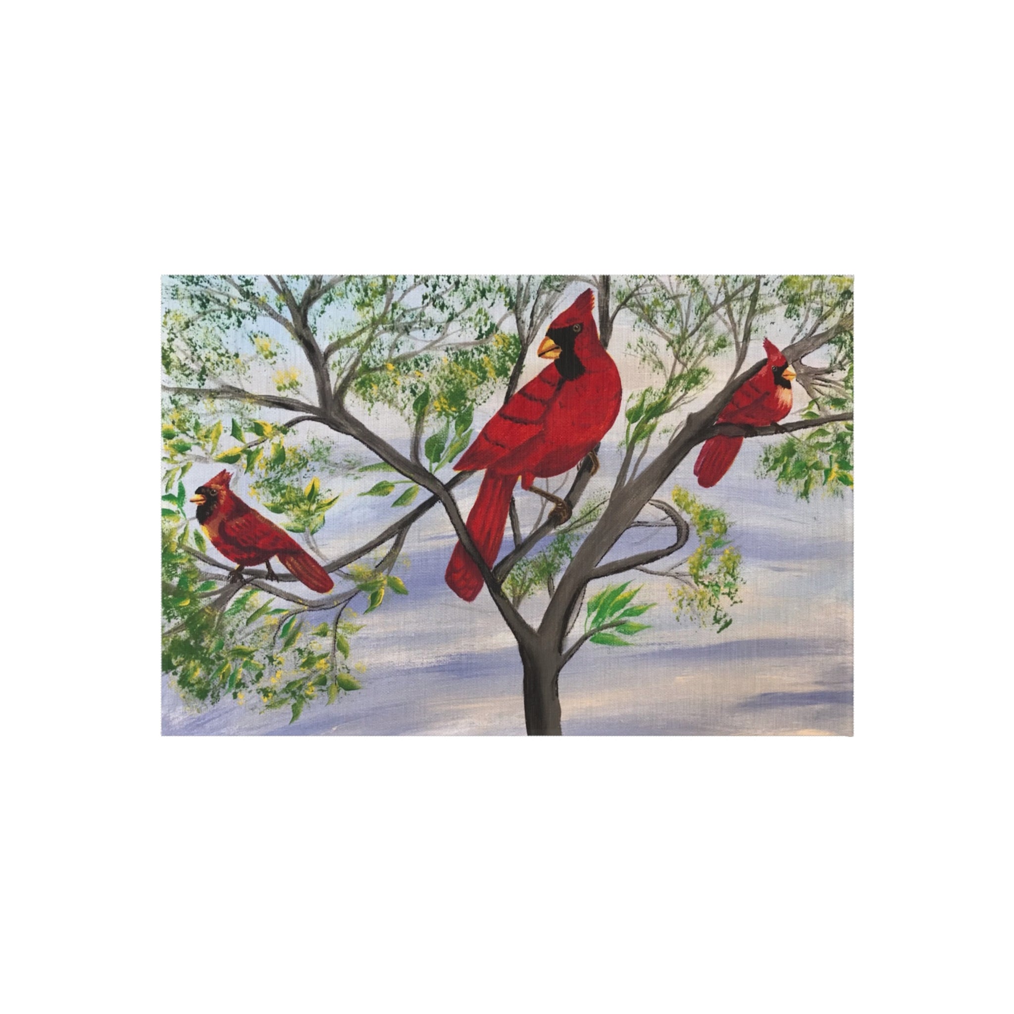Cardinal Tree Outdoor Rug — Weatherproof Patio Mat with Red Cardinal Bird Design