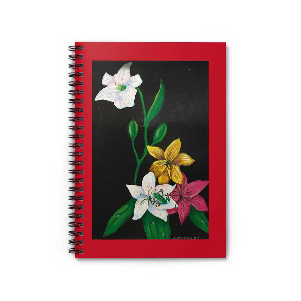 Floral Lily Art Spiral Notebook — Ruled Journal for Notes & Sketches