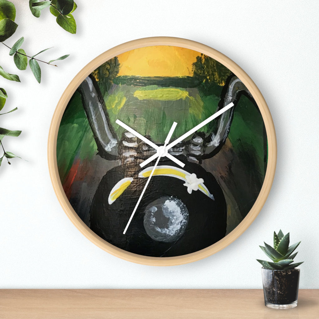 Bull Skull Wall Clock — Southwestern Desert Vibe with Crescent & Star Accent