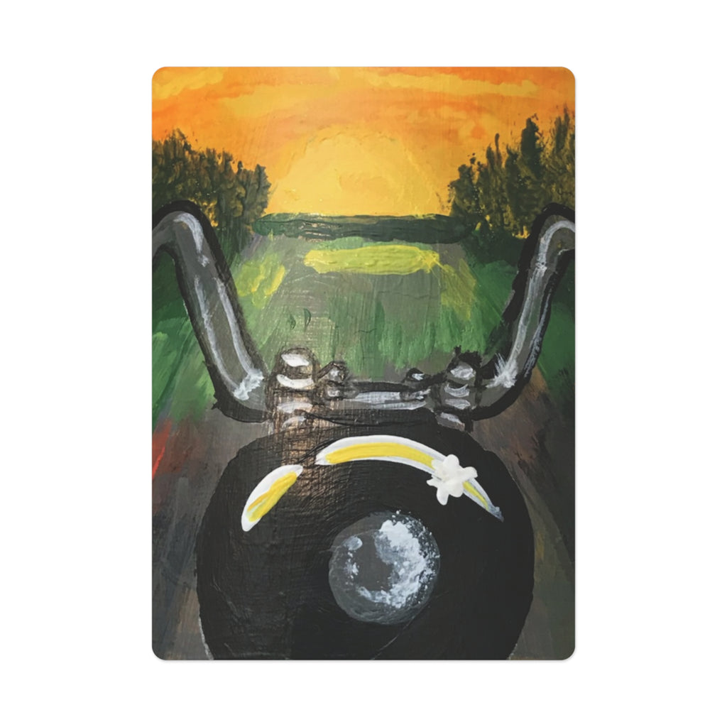 POV Motorcycle Sunset Poker Cards