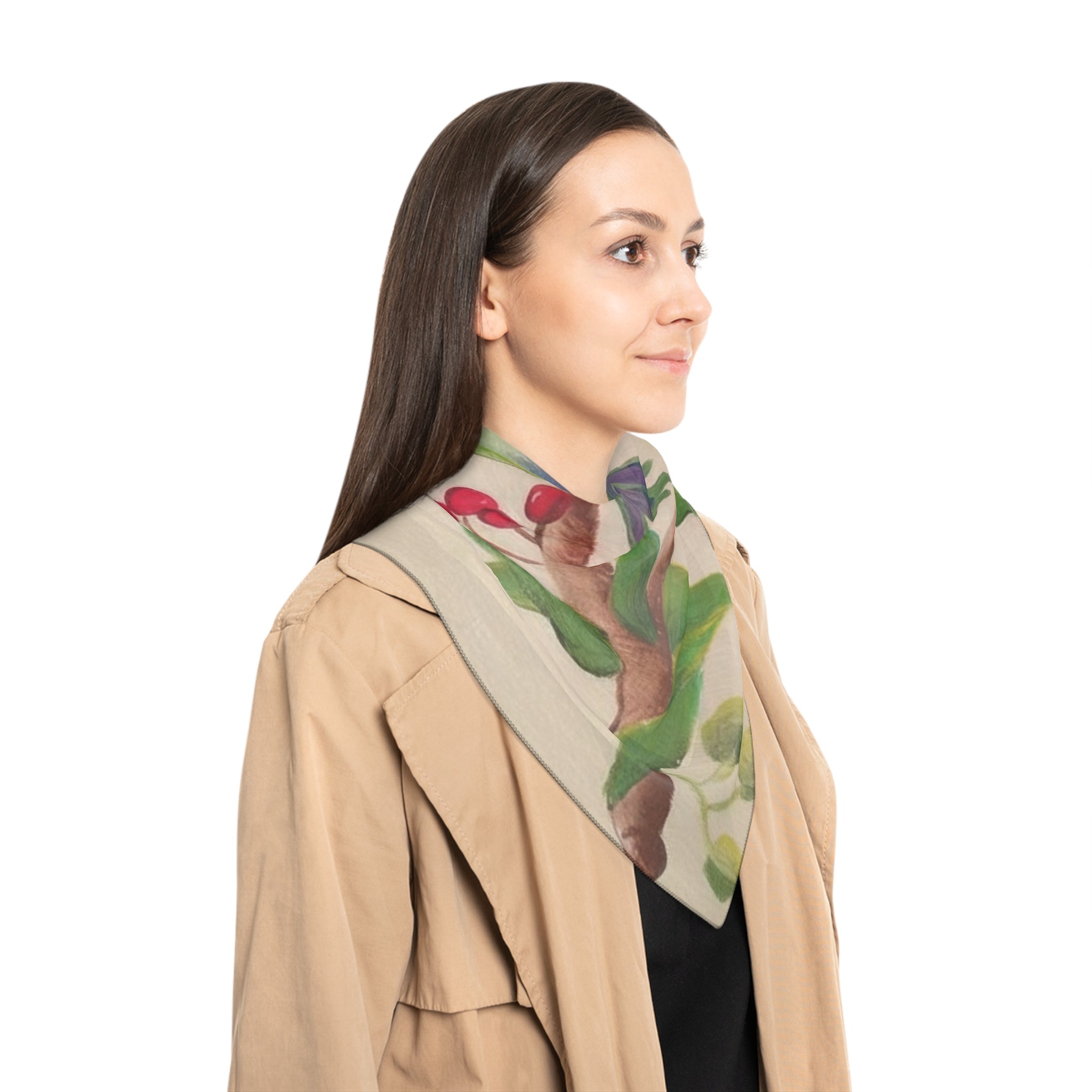 Parrot & Berries Silk-Feel Scarf