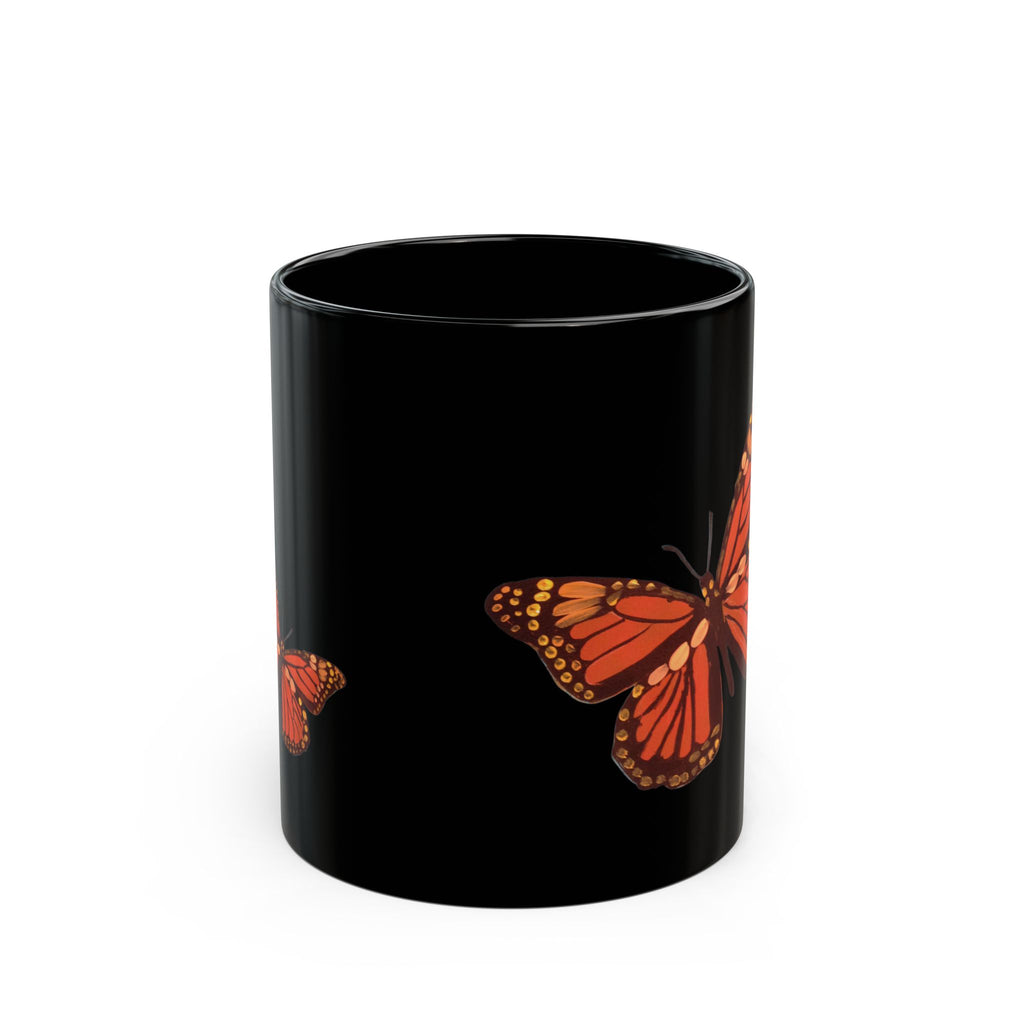 Monarch Butterfly Black Mug | Orange Butterfly on Black Ceramic
