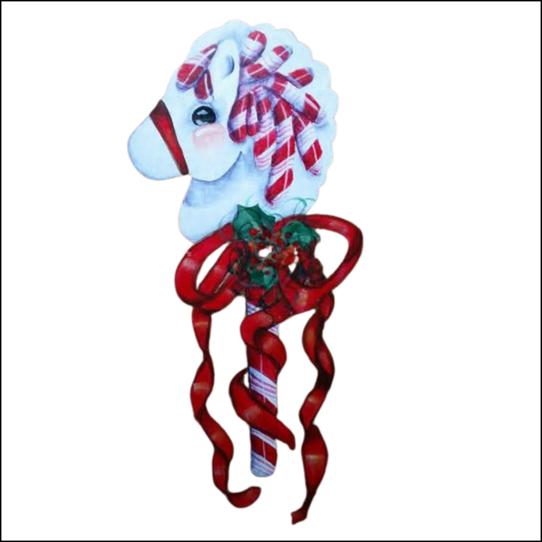 Candy Cane Horse Acrylic Ornament — Personalized Christmas Tree Decoration