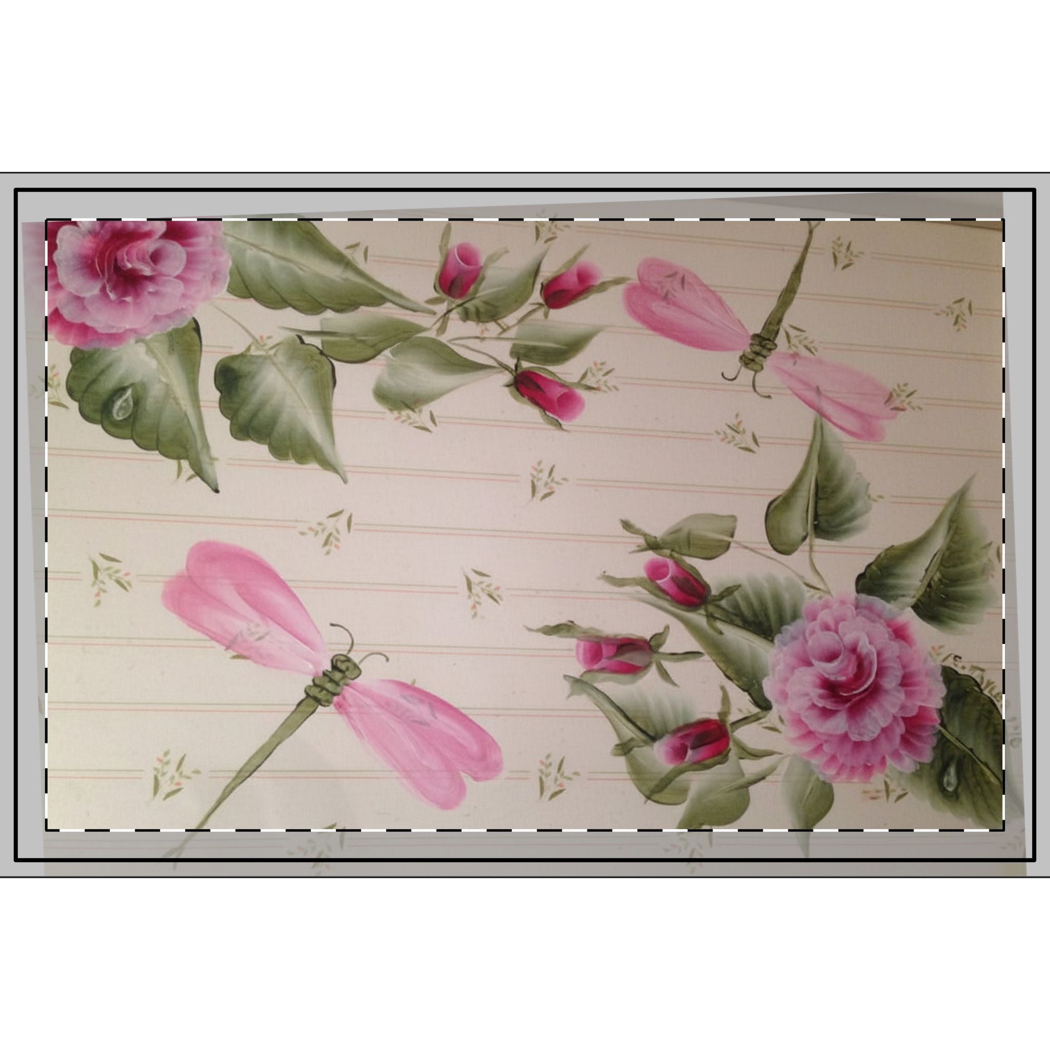 Floral Dragonfly Serving Tray — Pink Rose Vintage Tea Tray