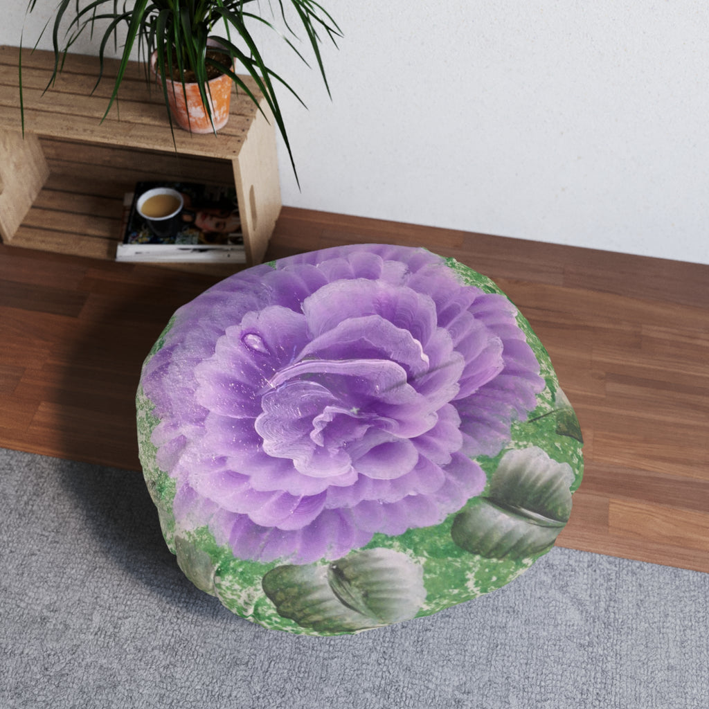 Purple Rose — Round Tufted Floor Pillow