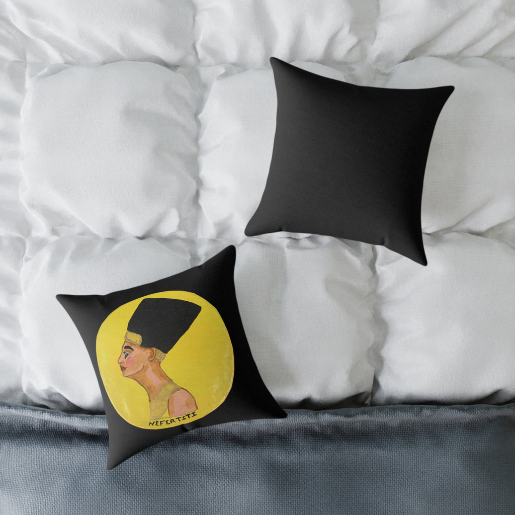 Nefertiti Profile Square Throw Pillow - Egyptian Queen Art Decorative Cushion