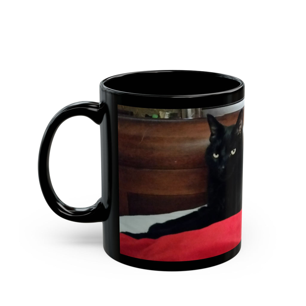 Black Cat Photo Mug - Cute Cozy Cat Coffee Cup (11oz, 15oz)