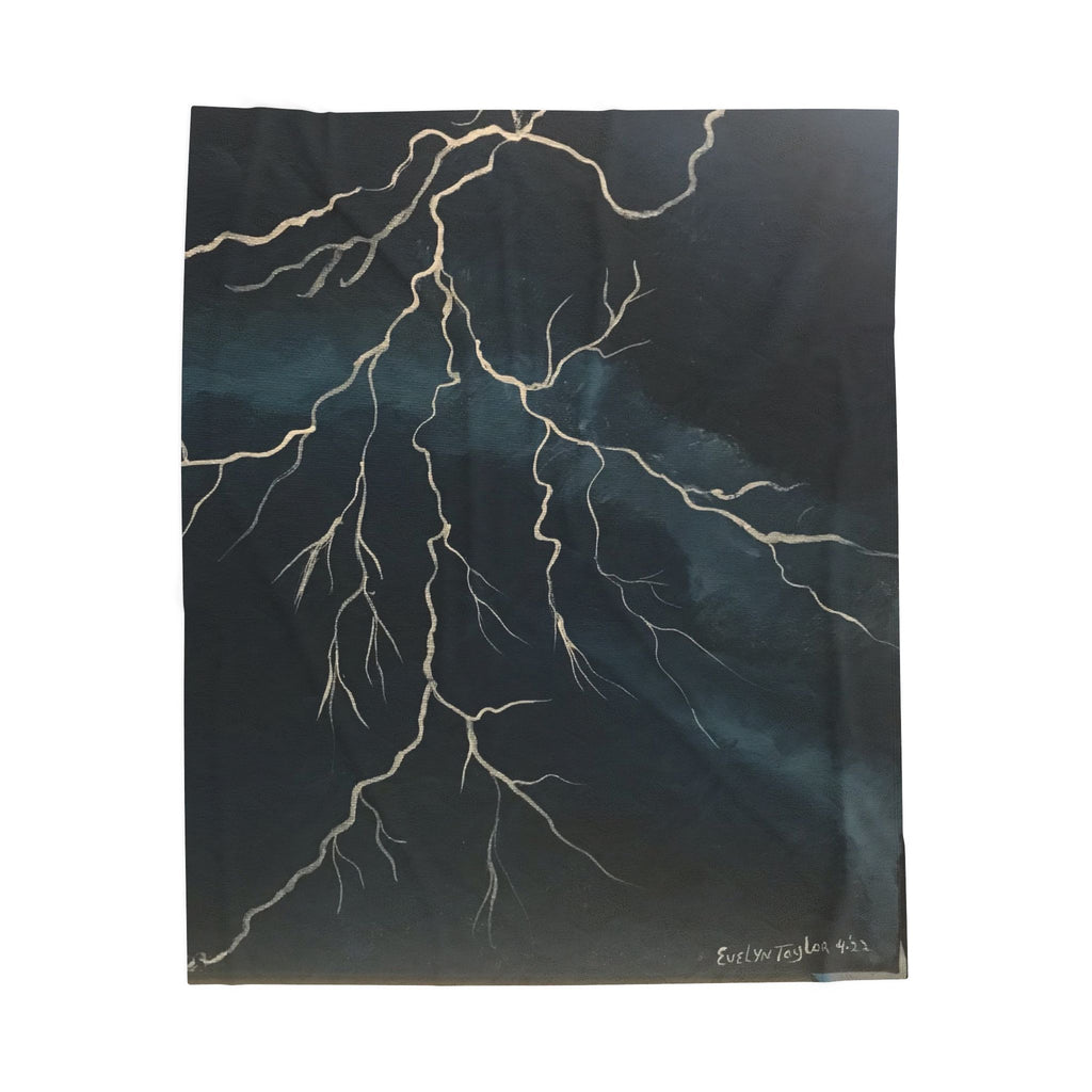 Velveteen Plush Blanket — Atmospheric Lightning Branches Print Cozy Throw