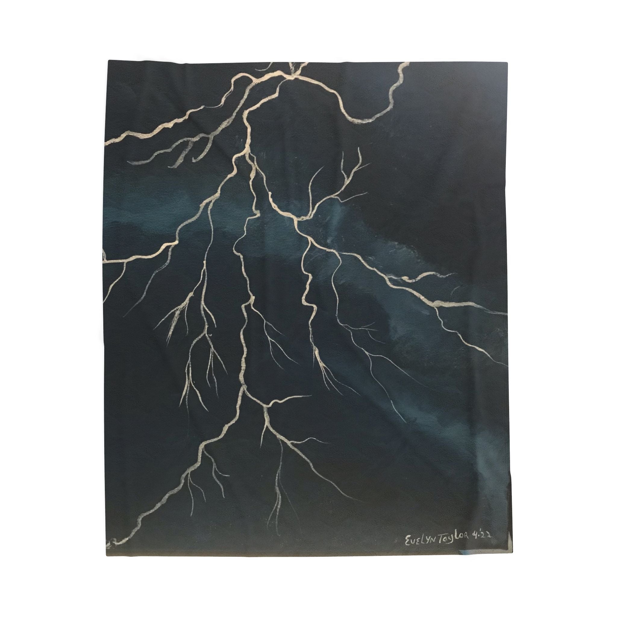 Velveteen Plush Blanket — Atmospheric Lightning Branches Print Cozy Throw
