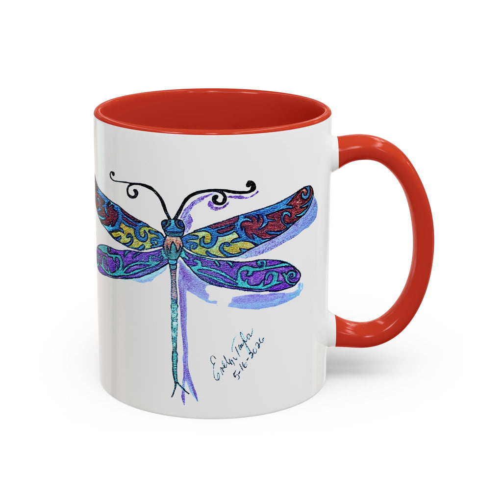 Dragonfly Motif Accent Coffee Mug (11, 15oz)