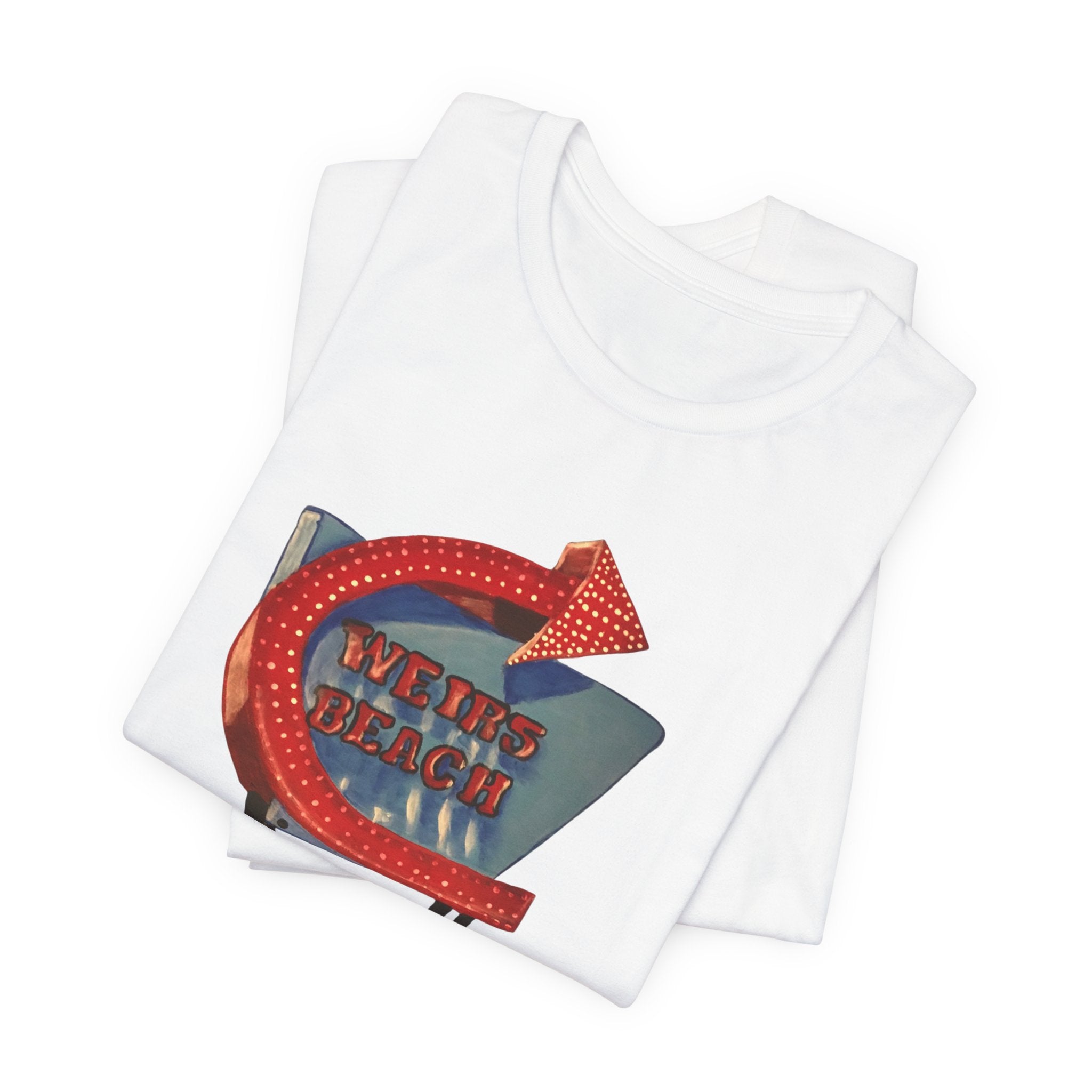 Retro Neon Arrow Weirs Beach T-Shirt | Vintage Sign Graphic Tee