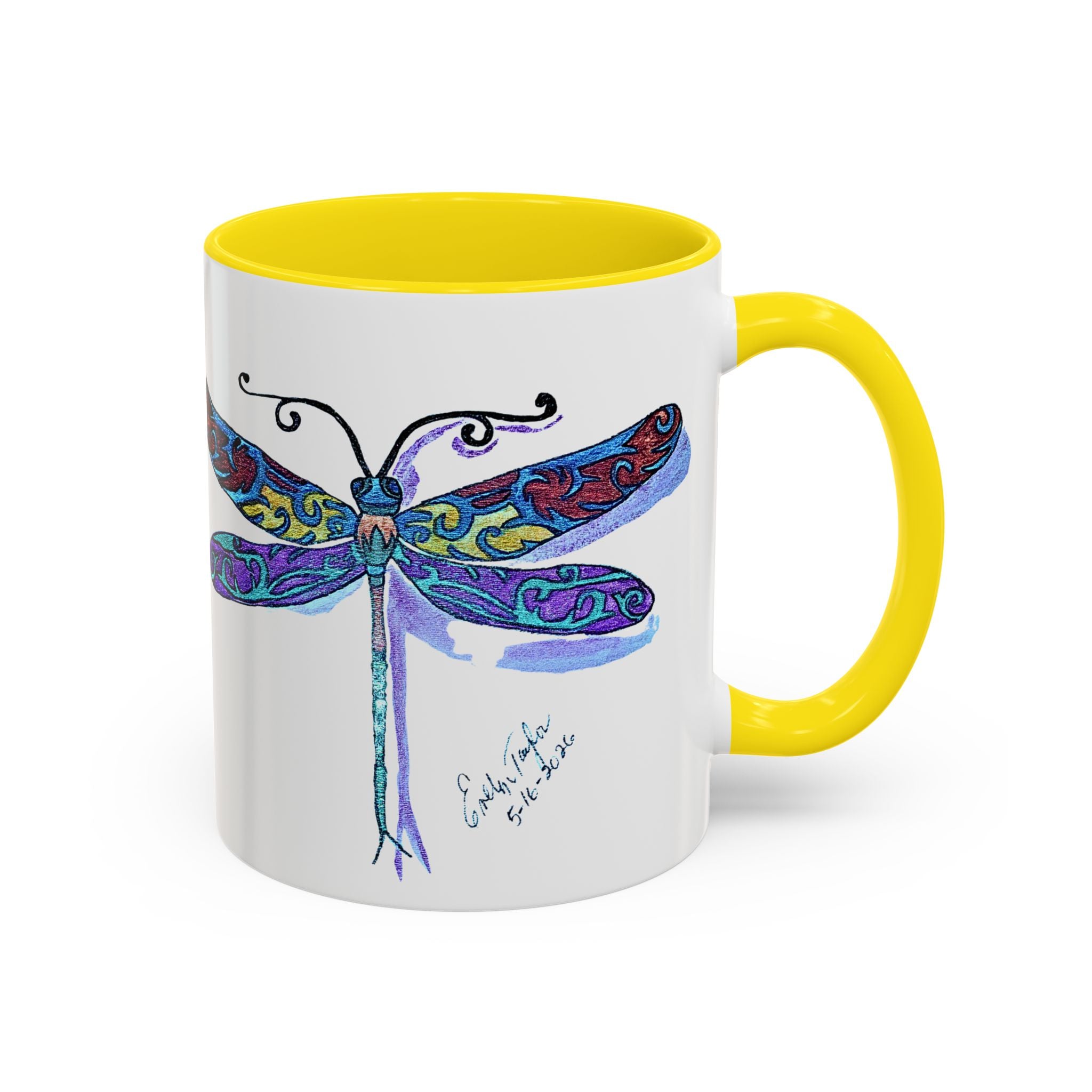 Dragonfly Motif Accent Coffee Mug (11, 15oz)