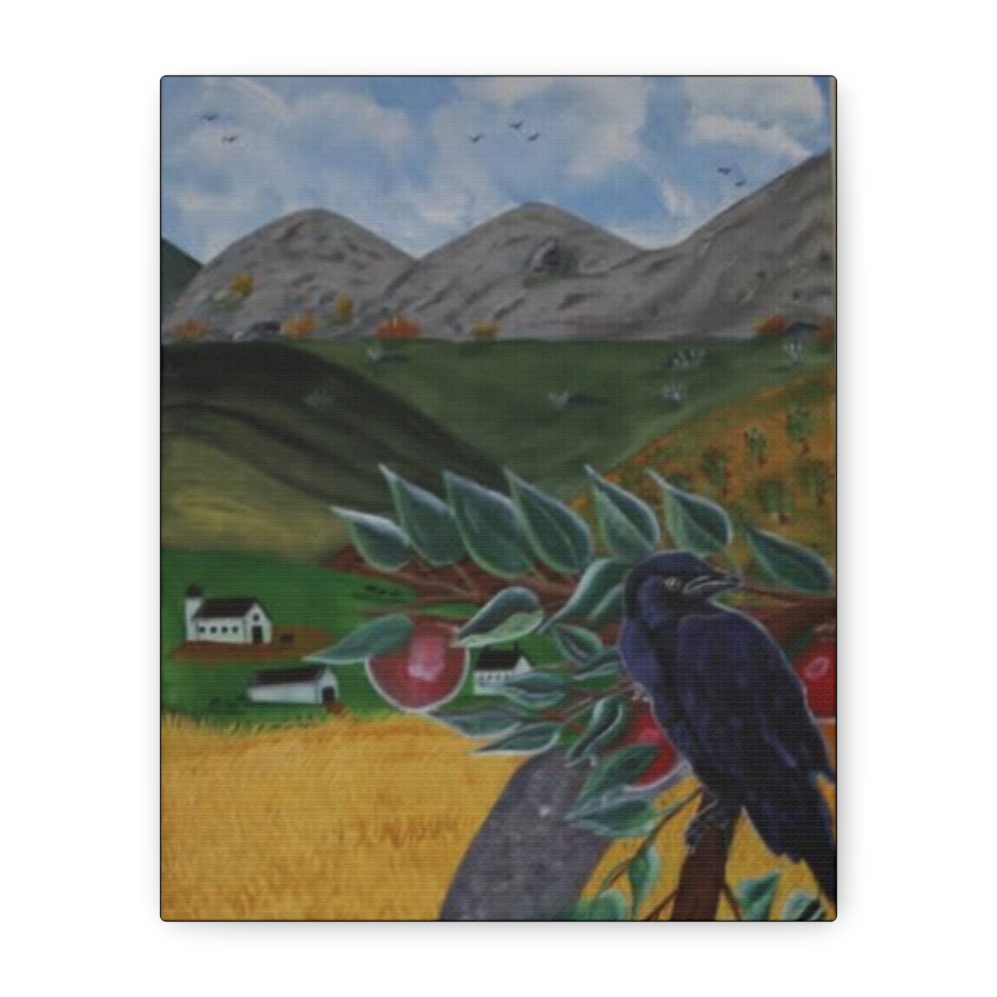 The Raven & the Apple Tree — Original Hand-Painted Art Canvas
