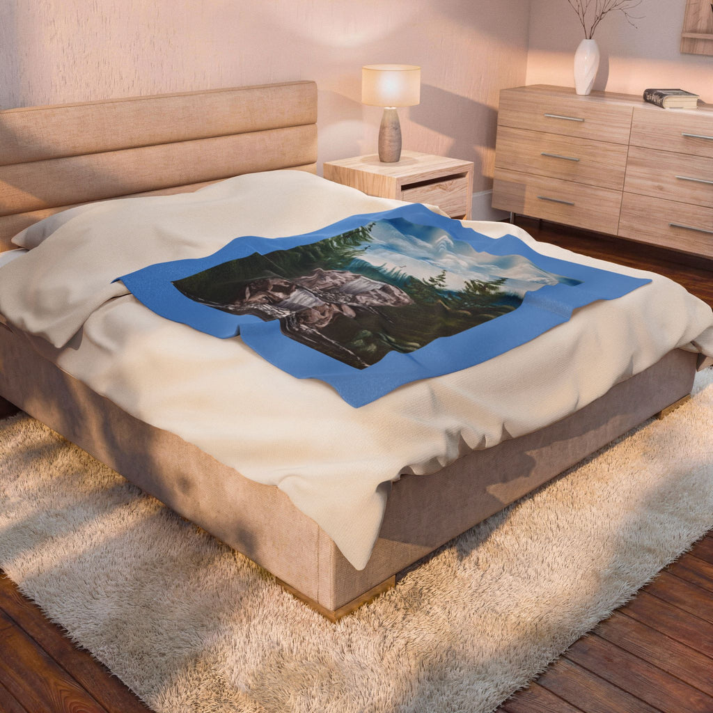 Scenic Waterfall Velveteen Plush Blanket — Cozy Nature Throw for Cabin, Camping & Home