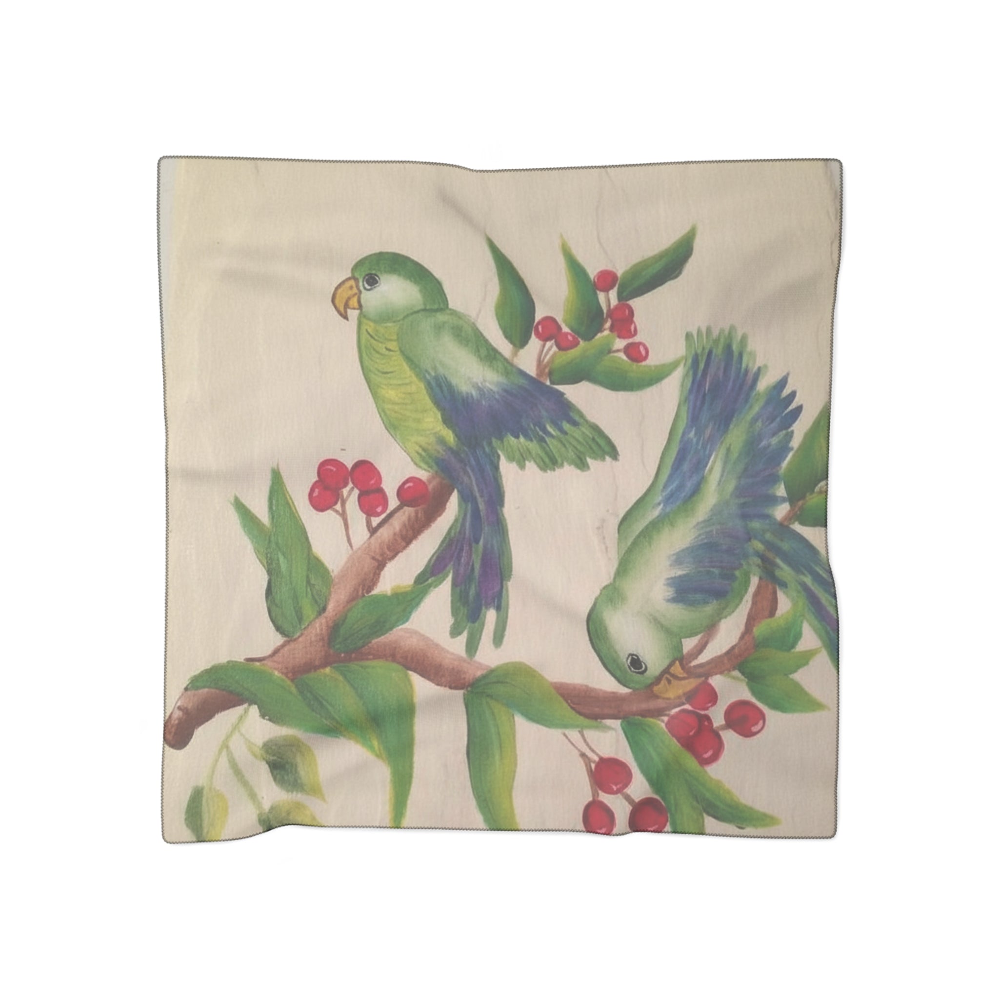 Parrot & Berries Silk-Feel Scarf