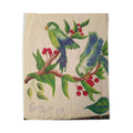 Tropical Parrot Velveteen Plush Blanket – Green Parrot & Cherry Branch Throw