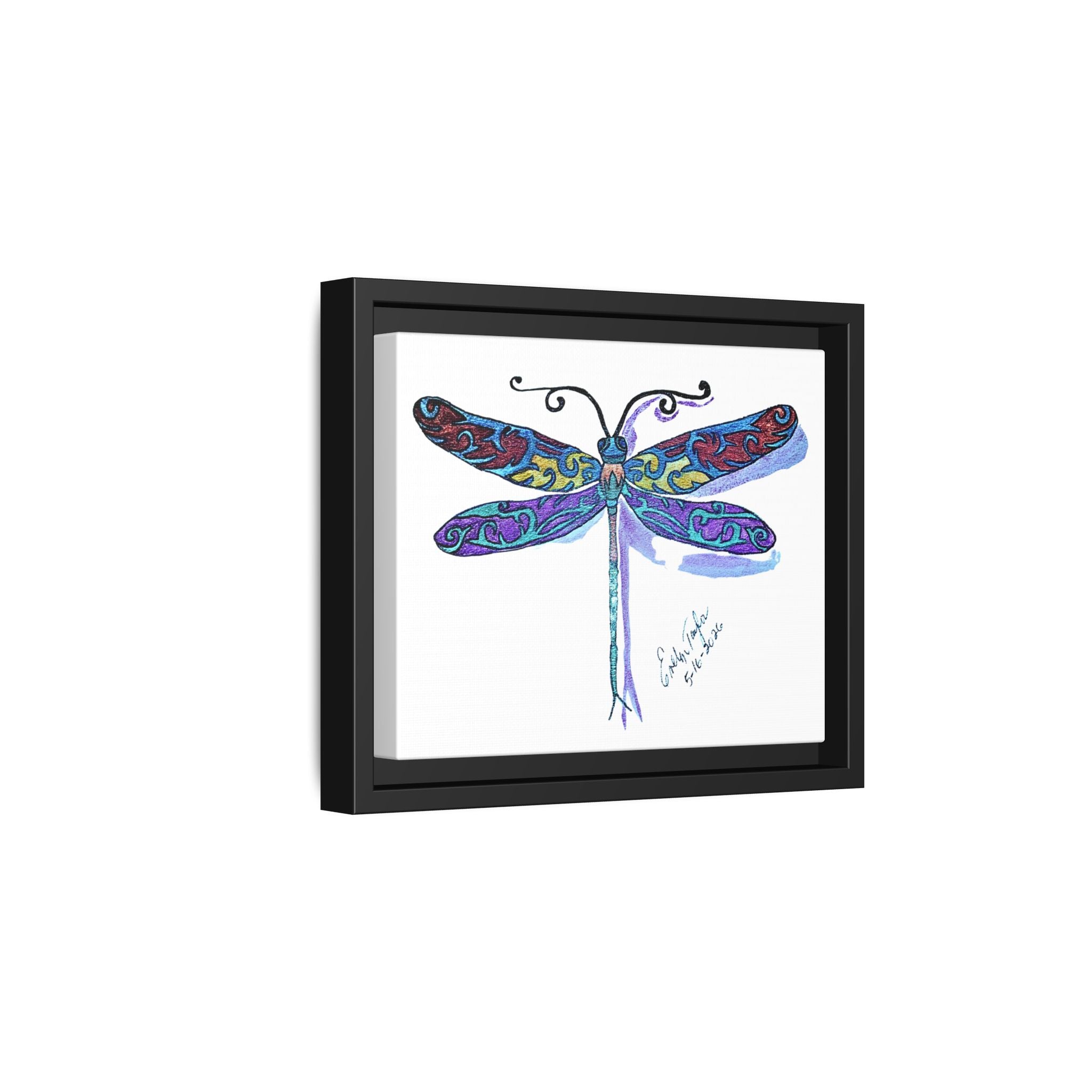 Framed Dragonfly Wall Art — Colorful Matte Canvas Print