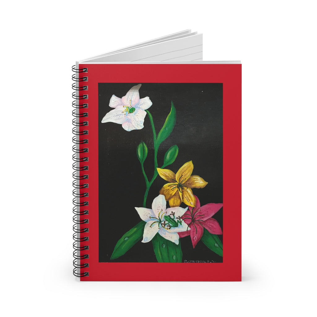 Floral Lily Art Spiral Notebook — Ruled Journal for Notes & Sketches