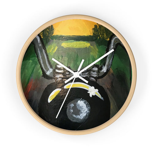 Bull Skull Wall Clock — Southwestern Desert Vibe with Crescent & Star Accent
