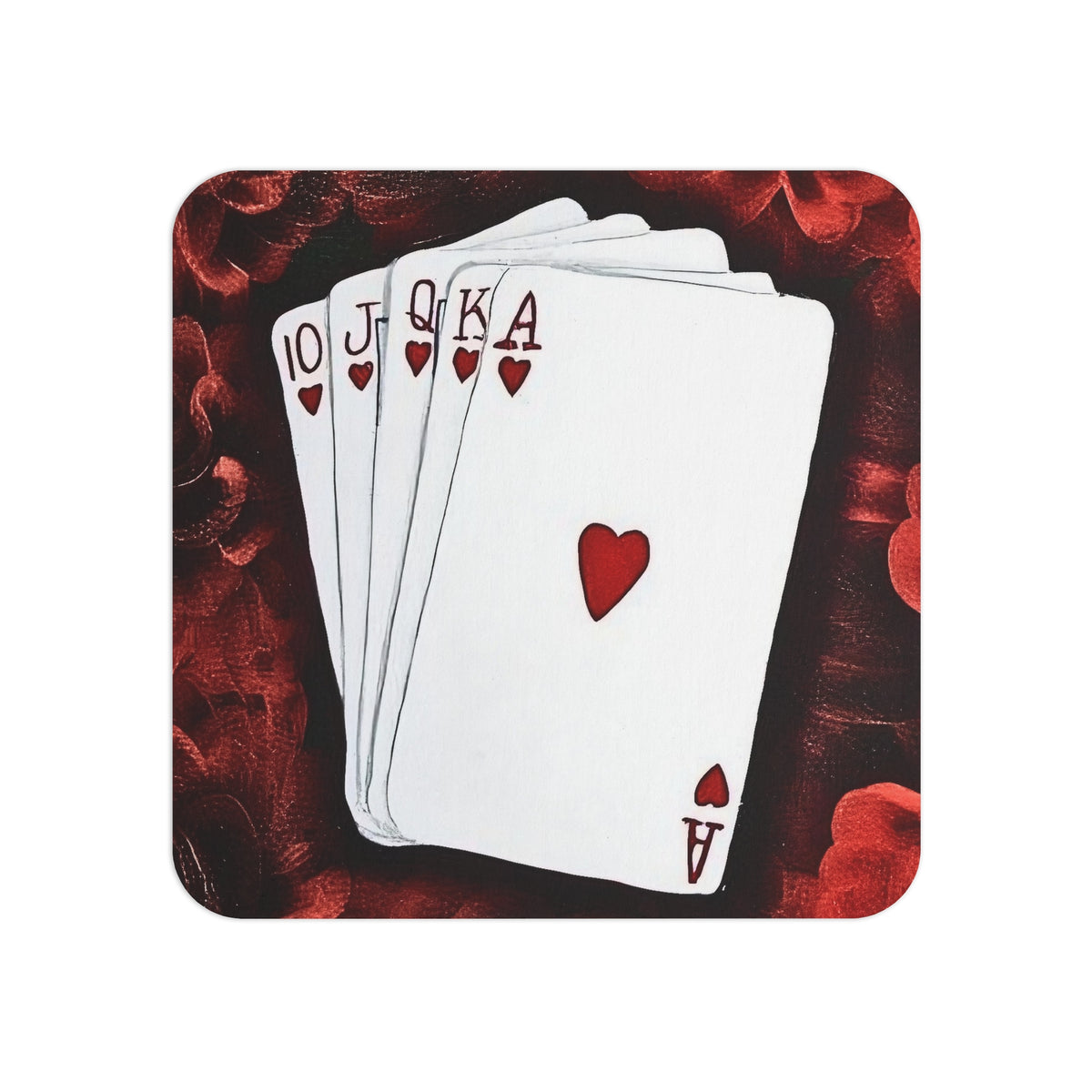 Royal Flush — Heart Suit Playing Card Coasters (Set of 50 or 100)