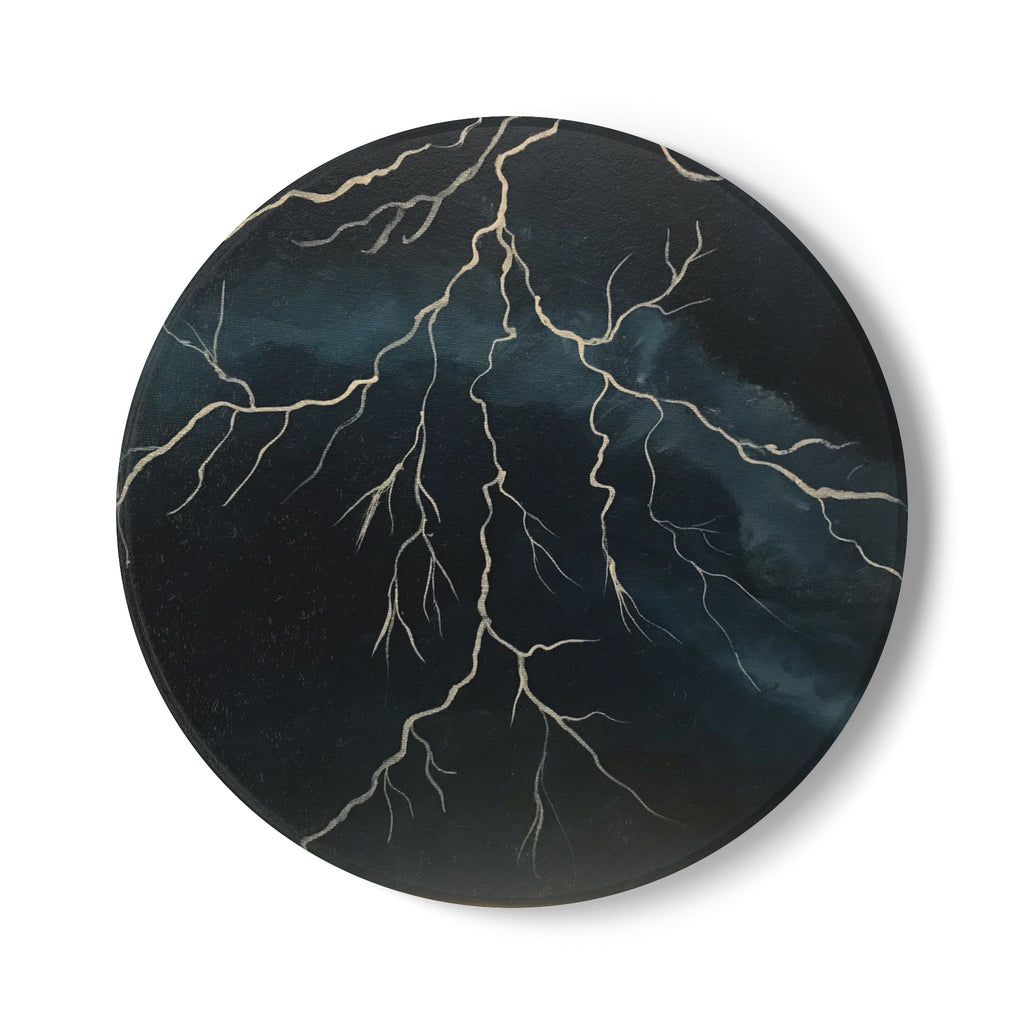 Lightning Storm Ceramic Coaster — Dark Blue Storm Cloud Drink Coaster