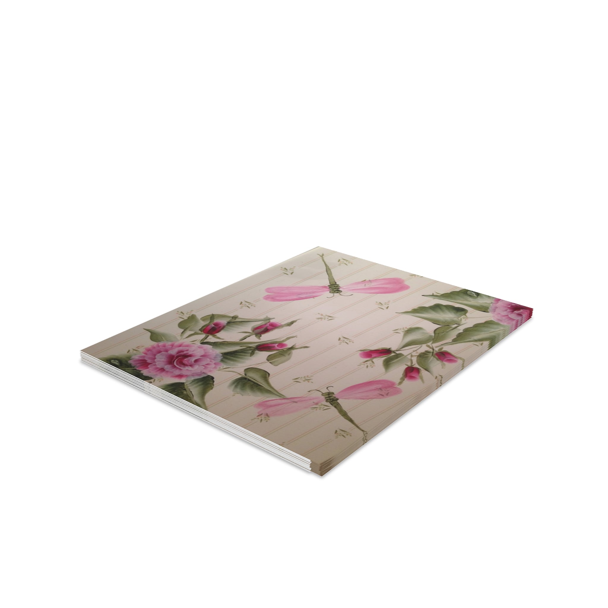 Floral Dragonfly Greeting Cards - Blank Note Cards (8/16/24-Pack)
