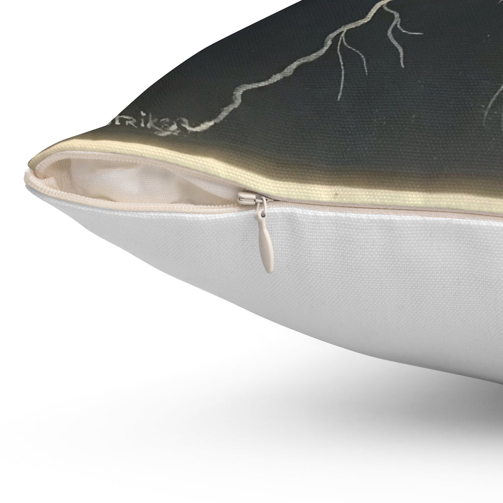 Lightning Bolt Square Pillow — Dark Storm Decorative Throw Pillow