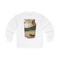 Vintage Landscape with Fox, Long Sleeve Tee | Rustic Nature Art