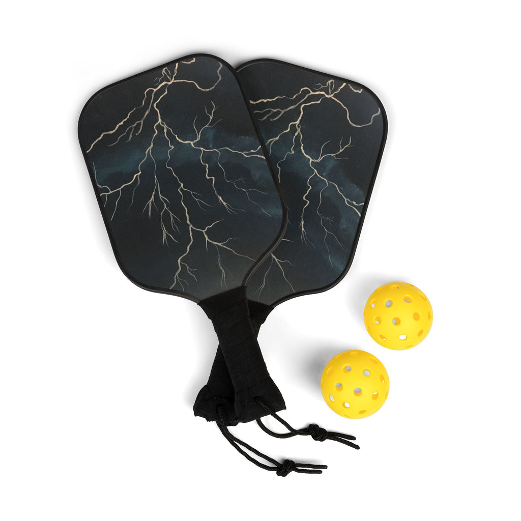 Lightning Storm Pickleball Paddles Set — Graphic Pickleball Kit with Thunder Design