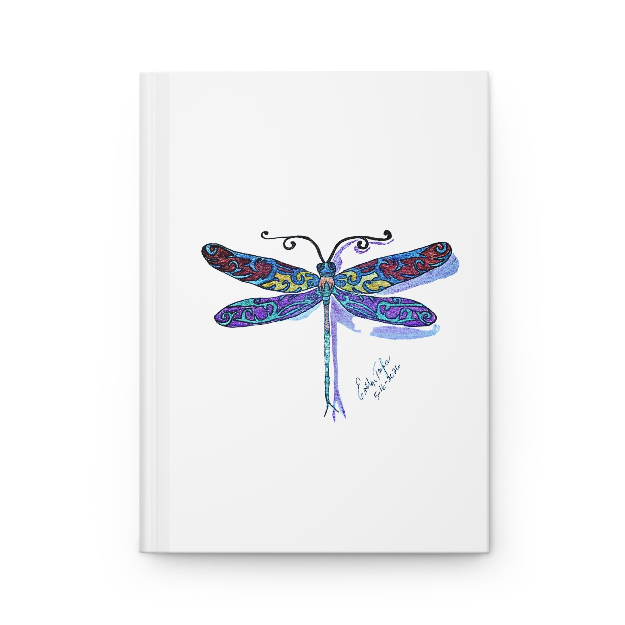 Colorful Dragonfly Hardcover Journal | Watercolor Insect Art, Matte Notebook