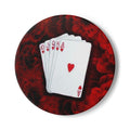 Poker Royal Flush Ceramic Coaster — Playing Cards Drink Coaster (Hearts)
