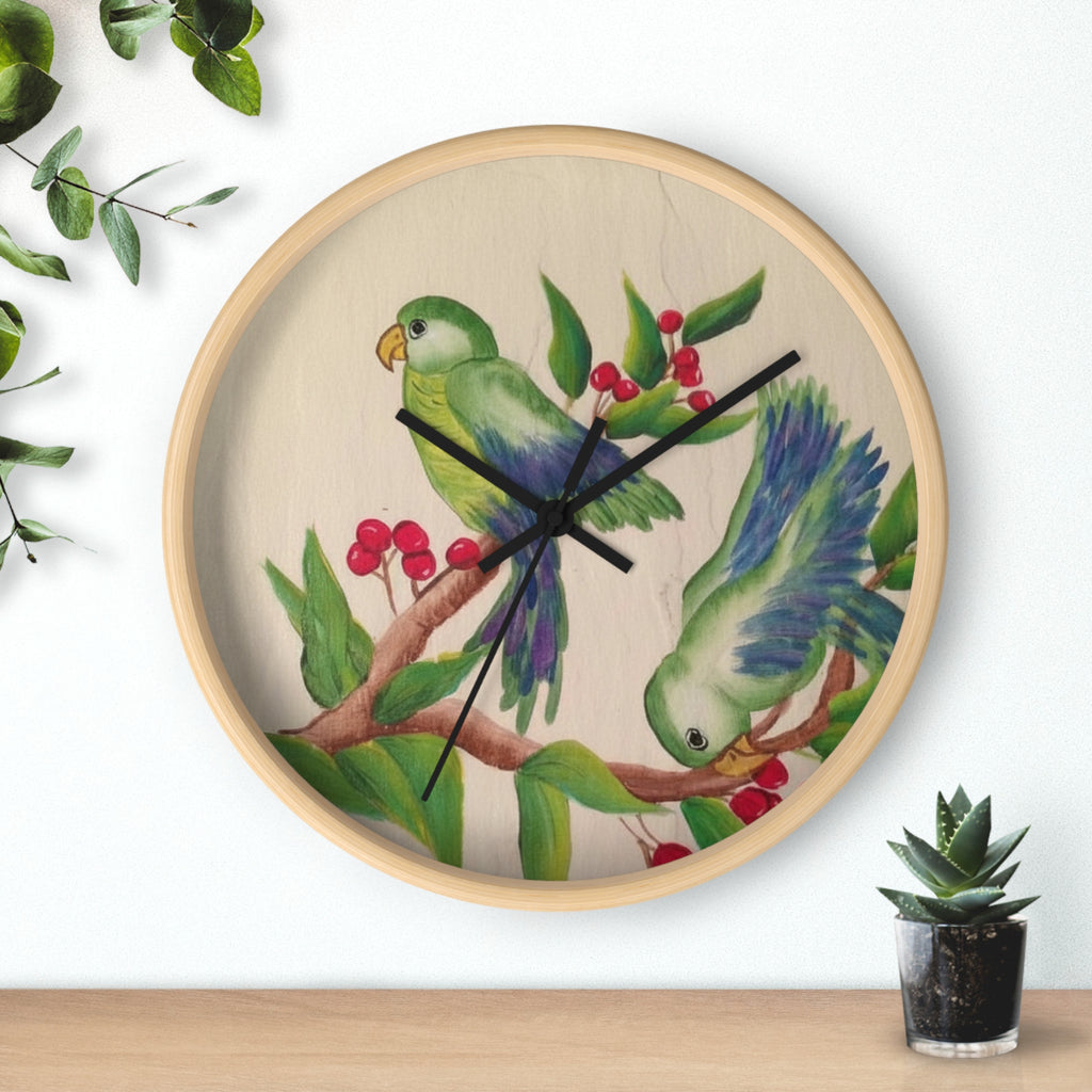 Parrot Garden Wall Clock — Tropical Bird Decorative Clock